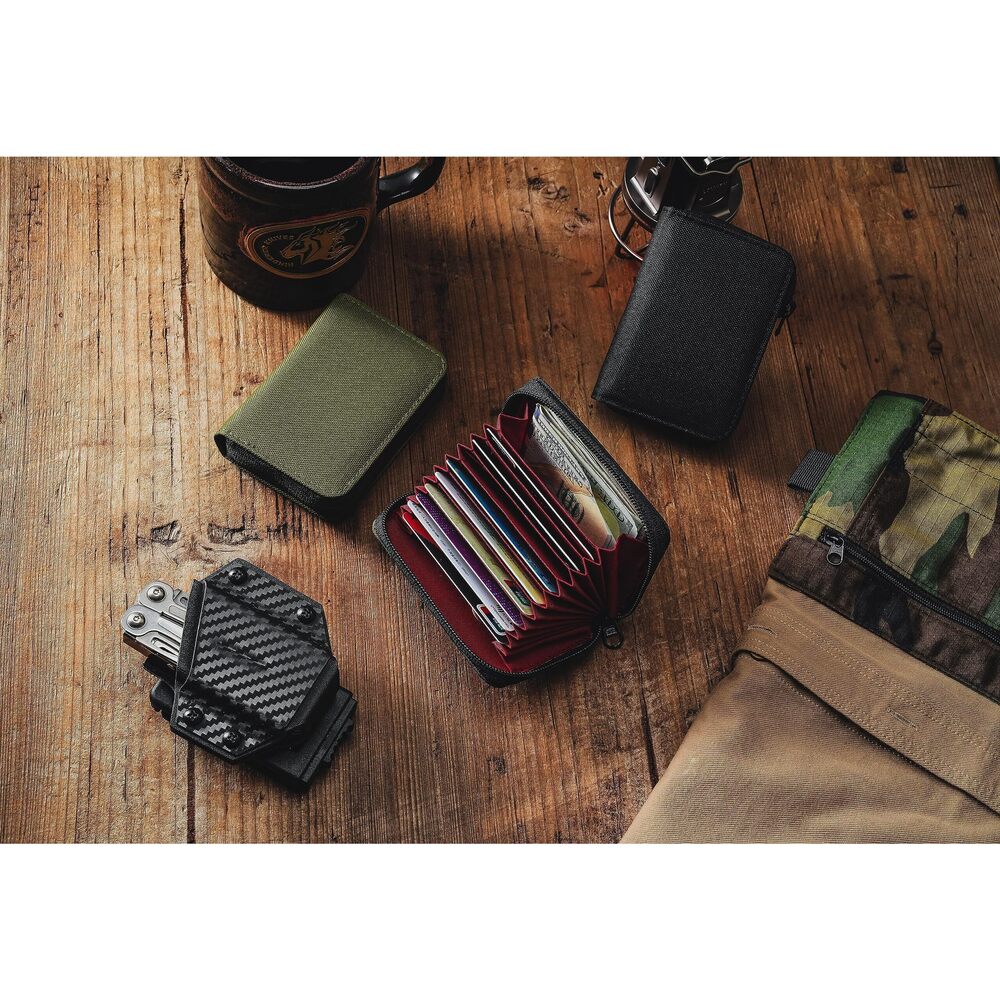 9992 PC1 Nylon Card Holder Green & UP1 Hand-Stitched EDC Pocket Patch Camo - Picture 2 of 9